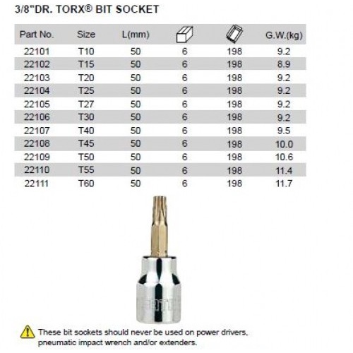 ĐẦU TUÝP MŨI SAO SATA 3/8IN DÀI 50MM  THÉP CROM SATA