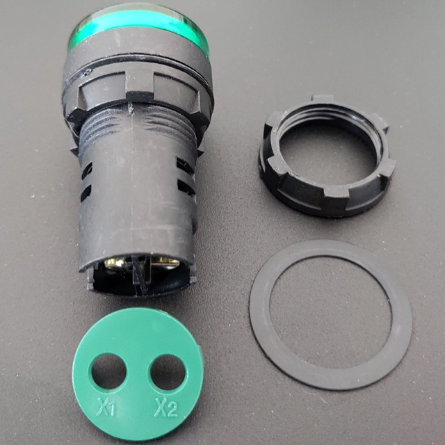 Đèn báo pha 220V phi 22 màu xanh