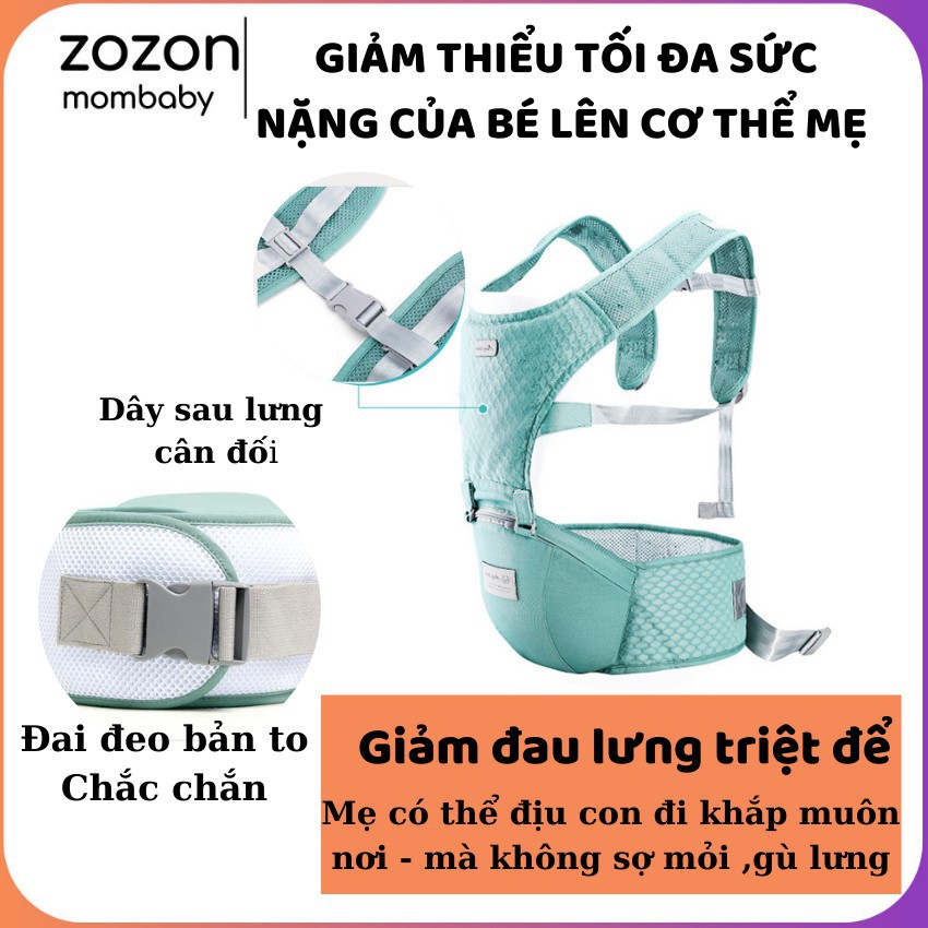 Địu em bé Aingtree 6 tư thế chống gù cao cấp lưới siêu thoáng khí địu đeo vai địu ngồi đa năng cho bé từ 0-36 tháng