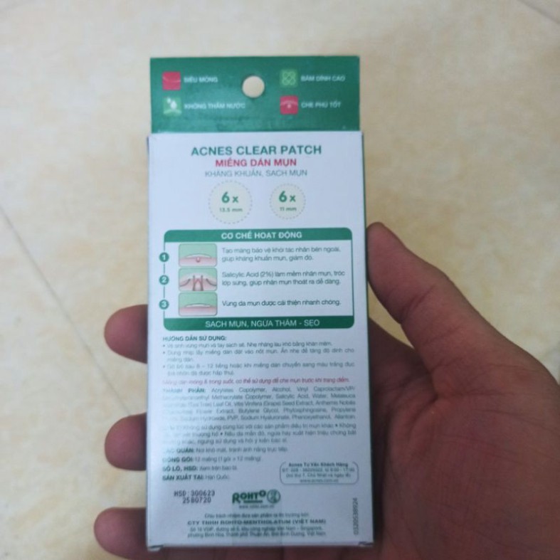 [Mã 2611TIEUDUNG100K giảm 8% đơn 500K] 🎊Miếng dán mụn Acnes Clear Patch H12 miếng🎀 BON STORE | BigBuy360 - bigbuy360.vn
