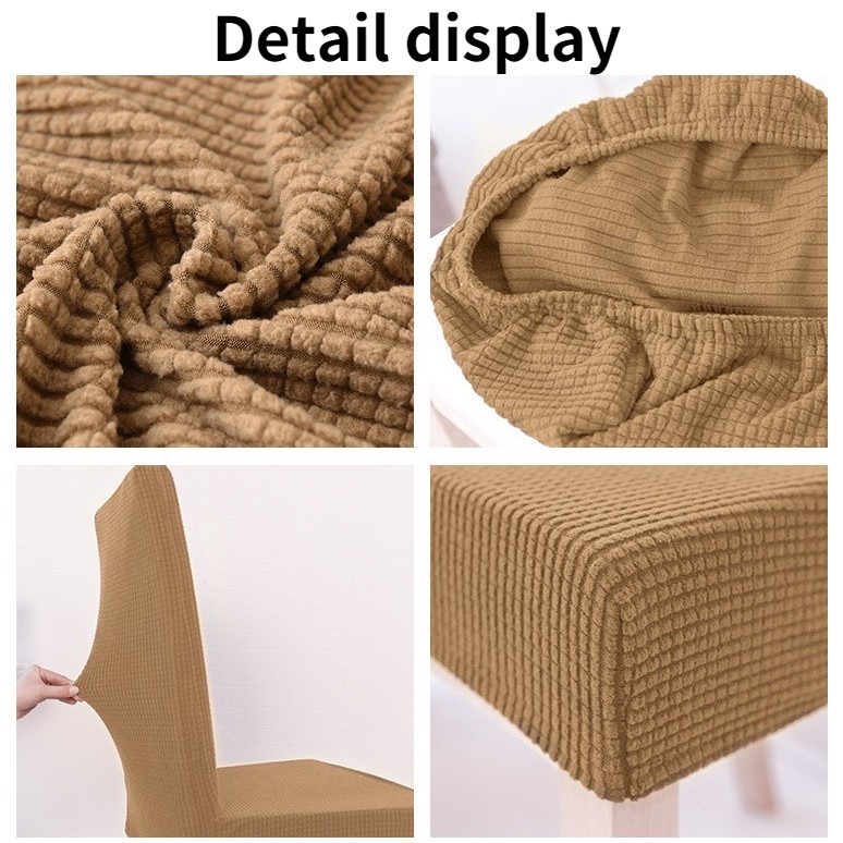 1 Vỏ Bọc Ghế Dệt Kim Dày Dặn Co Giãn Màu Trơn Dành Cho Gia Đình / Quán Cà Phê / Nhà Hàng