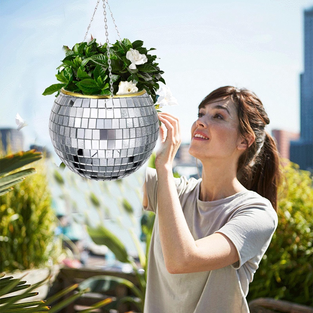 Chậu Hoa Treo Trong Nhà Hình Quả Bóng Disco|Cuộn Dây Thừng Tròn Chuyên Dụng Cao Cấp