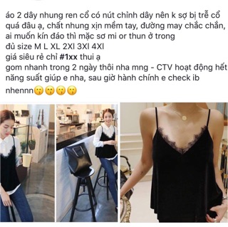 Áo 2 dây nhung cổ ren