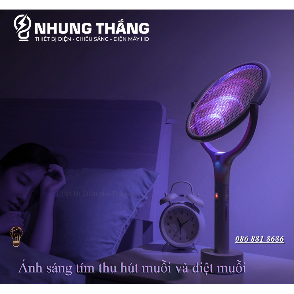 💥💥 Vợt Bắt Muỗi AN01 Kiêm Đèn Thu Hút Muỗi - Diệt Muỗi Để Bàn - Treo Tường Tiện Lợi - Đầu Xoay 90 Độ