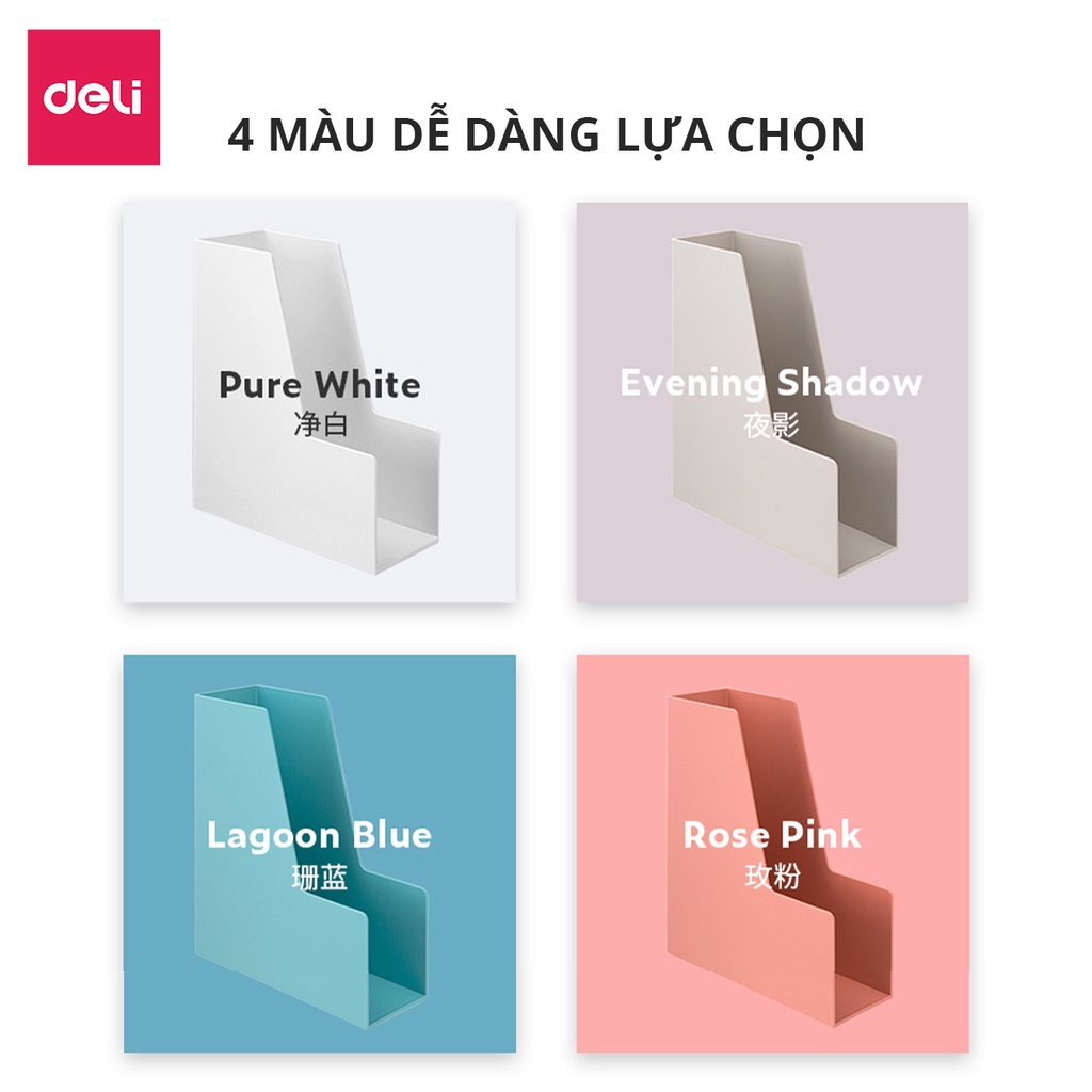 Giá đựng tài liệu cao cấp 1 ngăn Deli - chất liệu nhựa ABS cao cấp - Trắng/Hồng/Xanh dương/Ghi xám - NS022