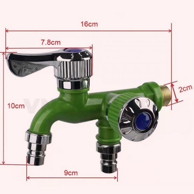 Vòi Nước 2 Đầu Ra, Vòi Nước Đôi Chia 2 Đầu Van Cổng Xả Độc Lập Thông Minh