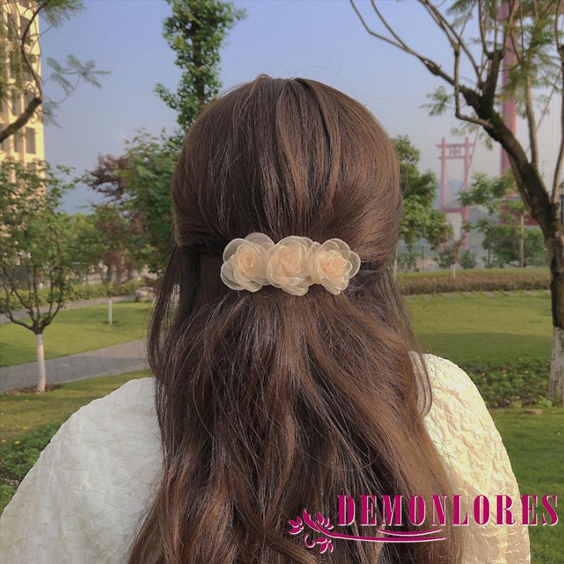 Kẹp tóc hình hoa trà dễ thương bằng kim loại cho nữ
