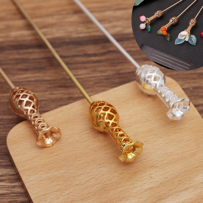 1 cán trâm họa tiết bình hoa 40*15mm*12mm nguyên liệu làm trâm làm trang sức cổ trang