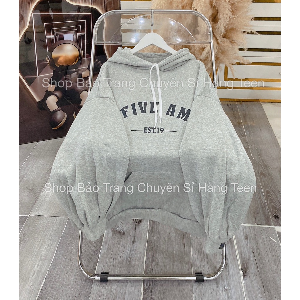 Hoodie Mũ Rộng Nam Nữ Chữ Five Tay Bồng Mũ 2 Lớp Unisex Basic Form To