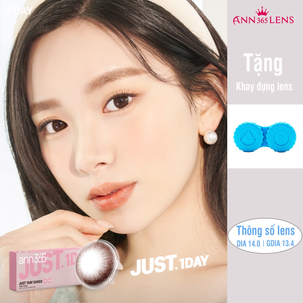 [ Mẫu mới] Lens 1 ngày nâu tự nhiên Just choco Ann365, đủ độ cận từ 0-8