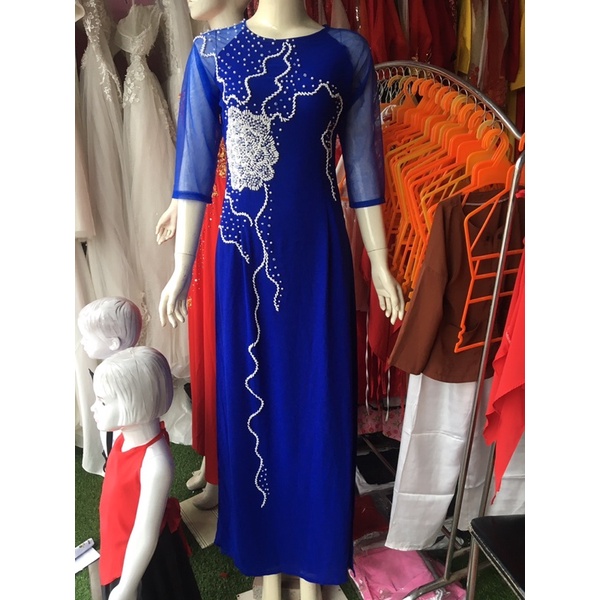 Áo dài dạ hội kết siêu đẹp (trong quây váy, ngoài tà áo dài