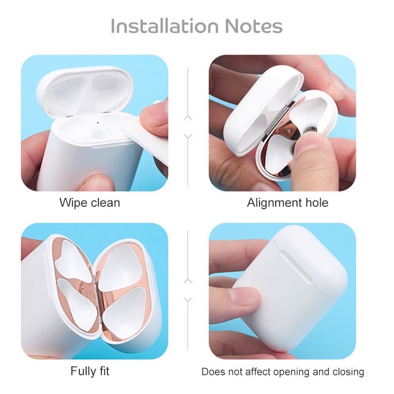Miếng dán kim loại chống bụi bẩn Airpods 2
