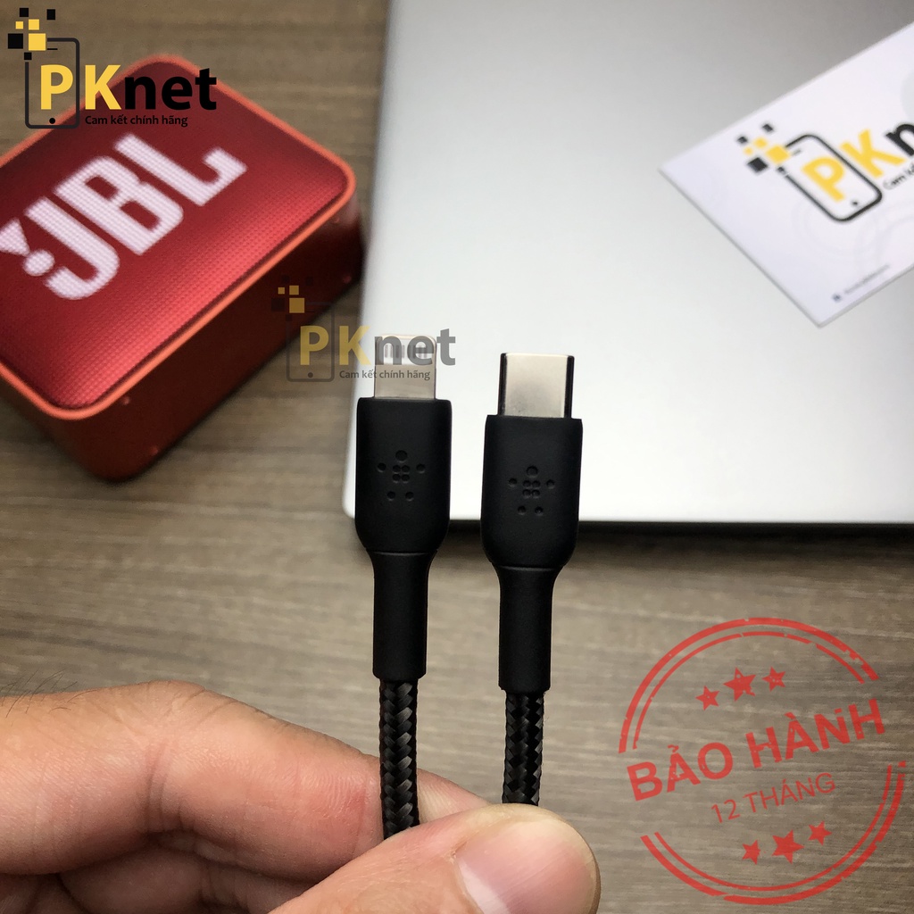 Cáp sạc nhanh BELKIN 30W C to CAA004[NOBOX]cáp dù siêu bền bỉ[Chuẩn MFi,bảo hảnh 12 tháng]