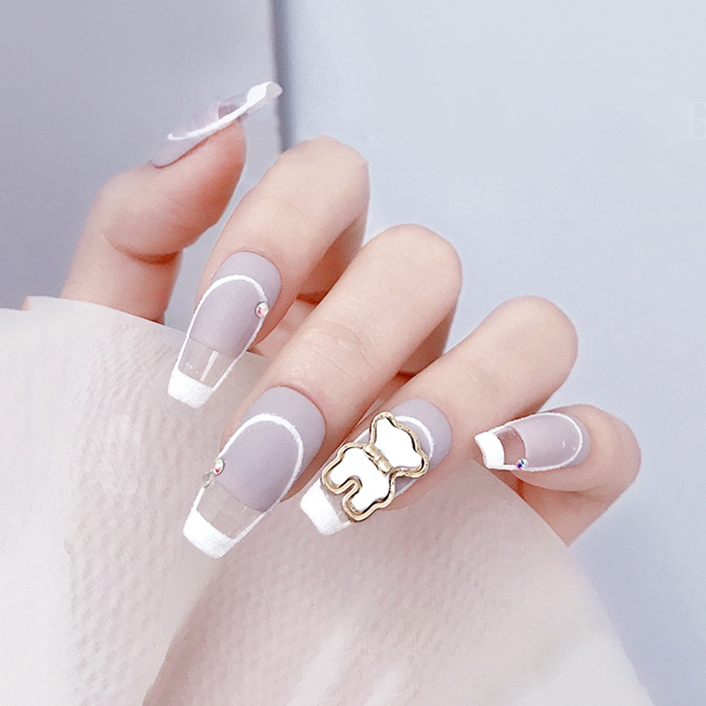 Phụ Kiện Trang Trí Móng Tay Hình Gấu Hoạt Hình 3D Dễ Thương Bằng Hợp Kim