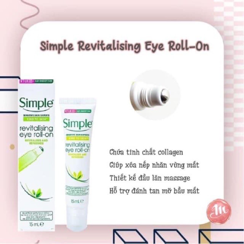 [Mẫu mới]Lăn Dưỡng Mắt Simple Revitalising Eye Roll-On 15ml