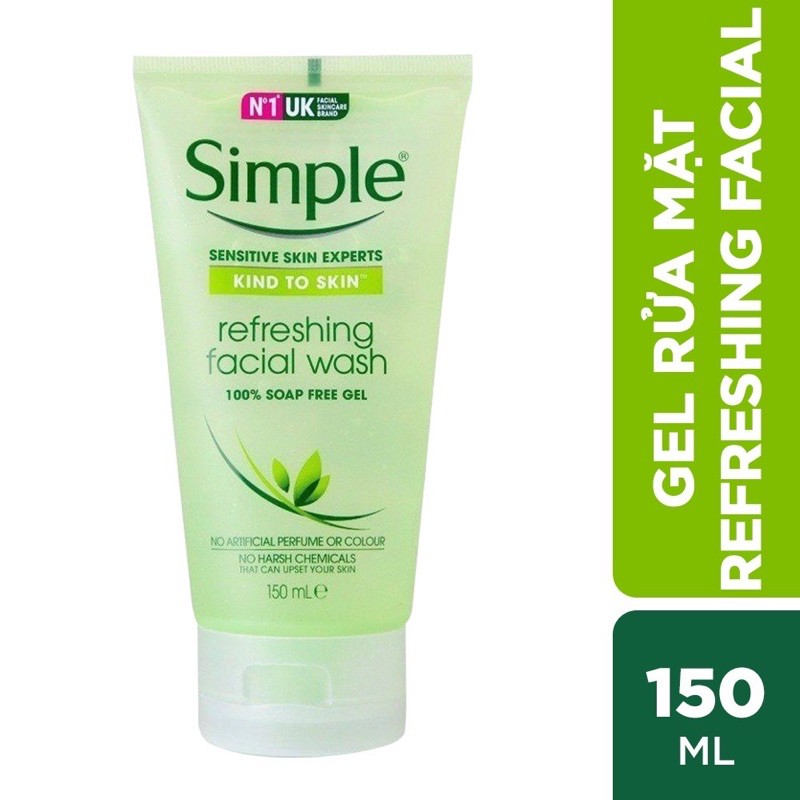 Gel rửa mặt làm sạch và giữ ẩm cho da simple 150ml
