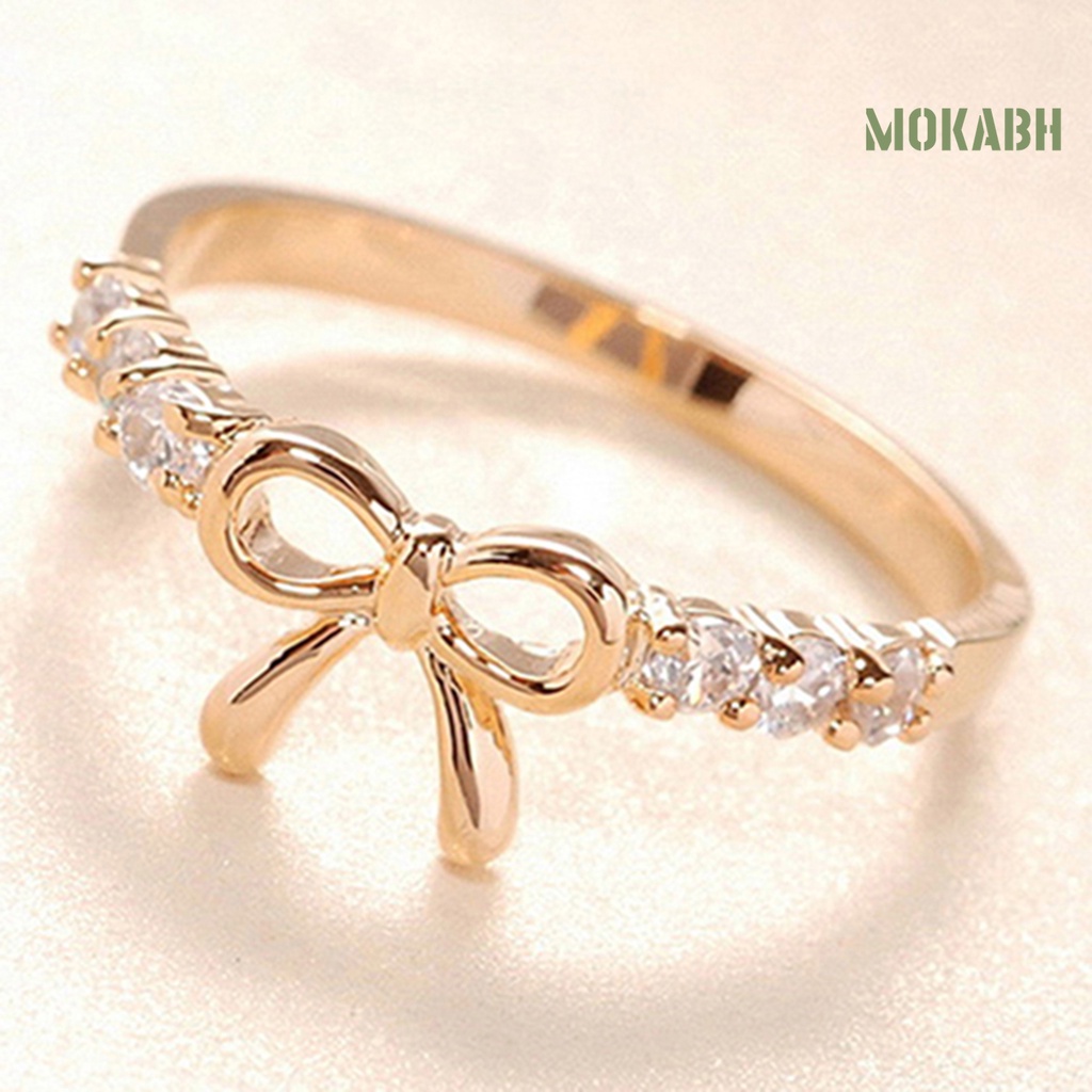 Nhẫn Cưới Hình Nơ Đính Đá Đơn Giản Thời Trang Dành Cho Nữ