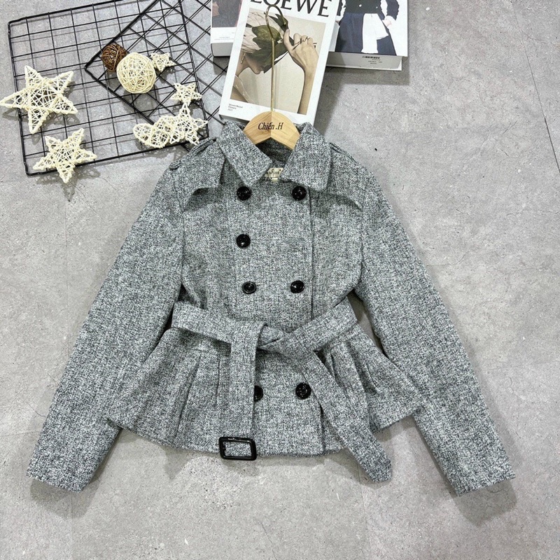 Áo dạ dáng peplum muối tiêu