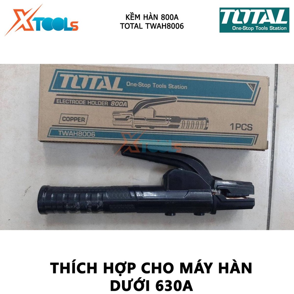 Kìm hàn TOTAL TWAH8006 kềm hàn Dòng điện định mức 800A, Điện thế 220-240V,Hợp máy hàn Total dưới 630A 30/T, kẹp mũi hàn