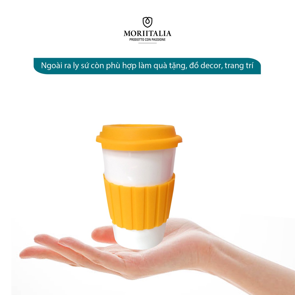 Ly sứ Moriitalia 400ml có nắp silicon B106-WB-YEL