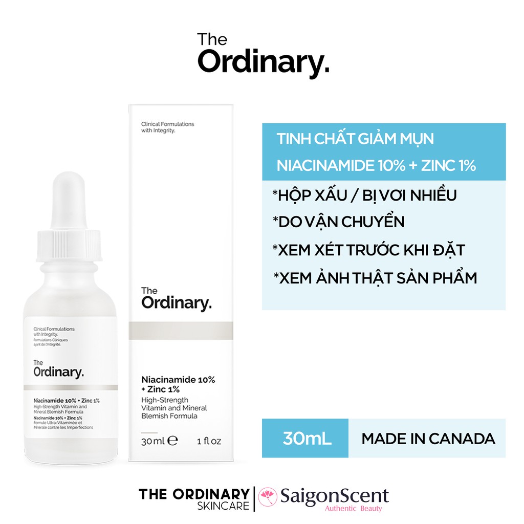 [Mã SKAMSALE8 giảm 10% đơn 200K] [HỘP XẤU/BỊ VƠI] Tinh chất giảm mụn The Ordinary Niacinamide 10% + Zinc 1% ( 30mL )