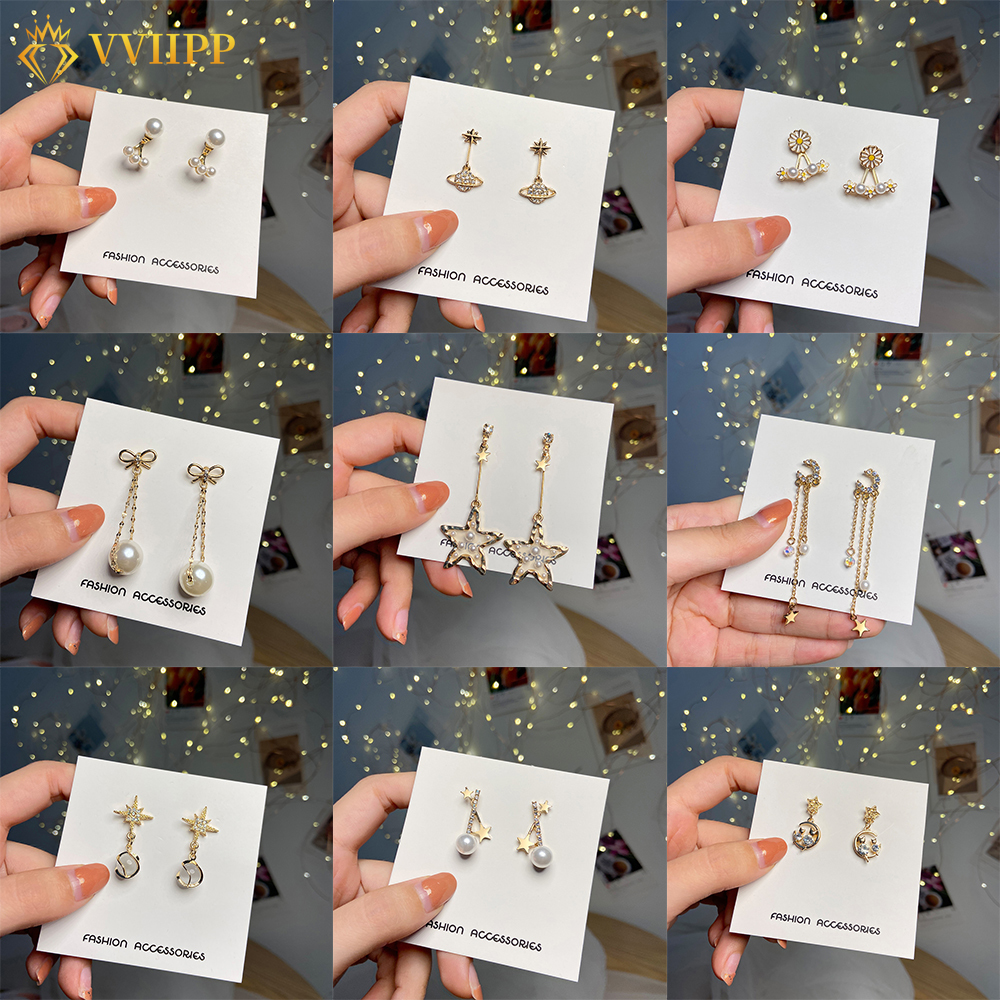 Khuyên tai dạng thả tùy chọn kiểu dáng thời trang retro Hàn Quốc