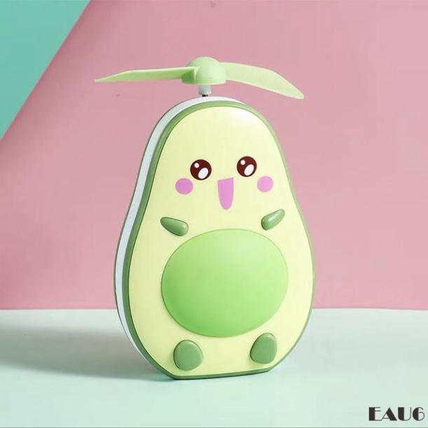 Quạt mini hình trái bơ dễ thương có đèn LED đa năng E6