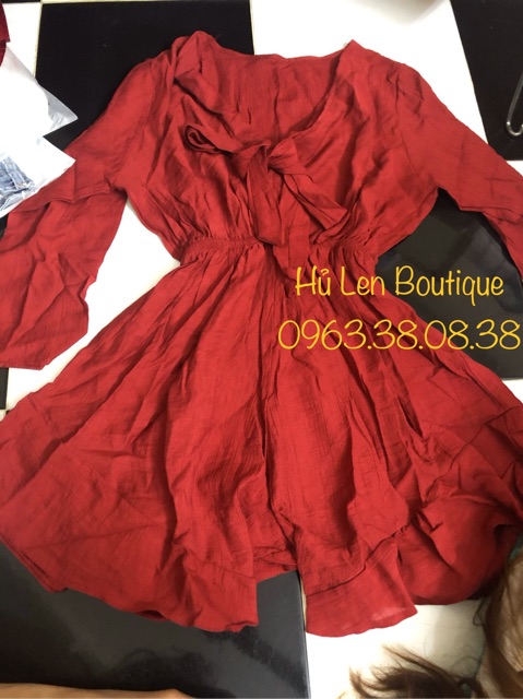 JUMPSUIT ĐỎ CỘT NƠ NGỰC (KÈM HÌNH THẬT)