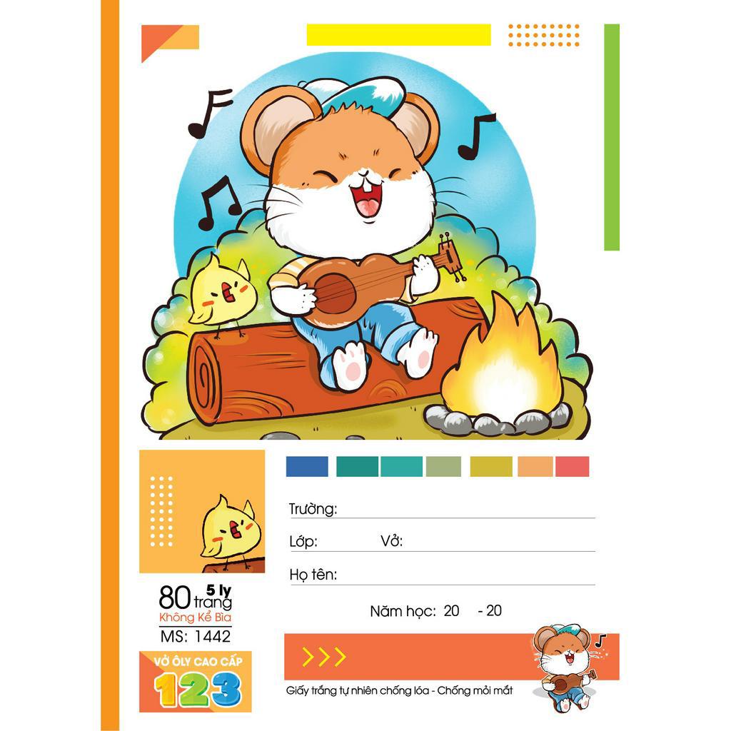 HẢI TIẾN Vở 4 ô ly cao cấp 123 (80 trang) Chống lóa Lốc 10 quyển