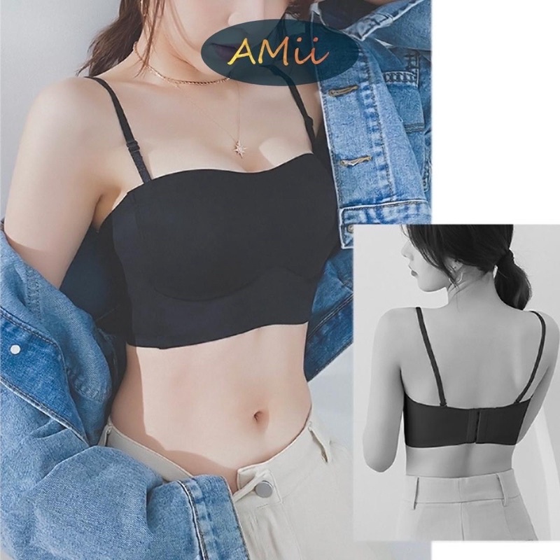 Áo ngực đúc su không gọng cúp ngang nâng ngực quyến rũ _ Áo lót bản To chống tụt không dây