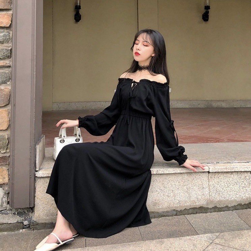 Đầm dài tay độc đáo phong cách retro Hàn Quốc ngọt ngào cho nữ