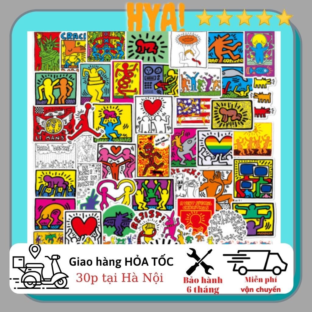 Hình dán sticker cute dễ thương HYA hình người hoạt hình Set 50 hình chống nước trang trí mũ bảo hiểm, xe máy, laptop