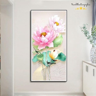 Tranh thêu chữ thập hoa sen 43cm x 63cm