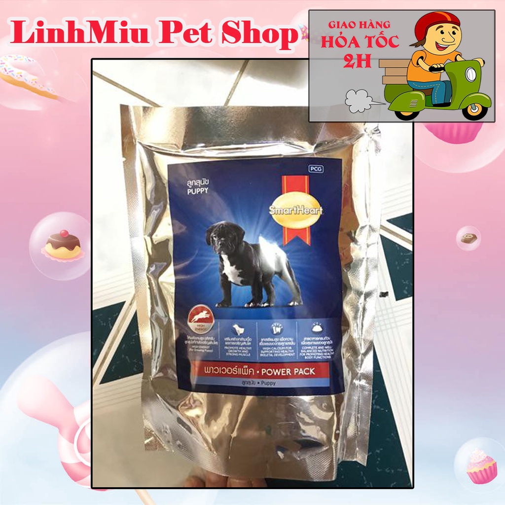 Thức ăn hạt cho chó con Bull pháp dưới 1 tuổi SmartHeart Power Pack Puppy 1Kg TÚI ZIP
