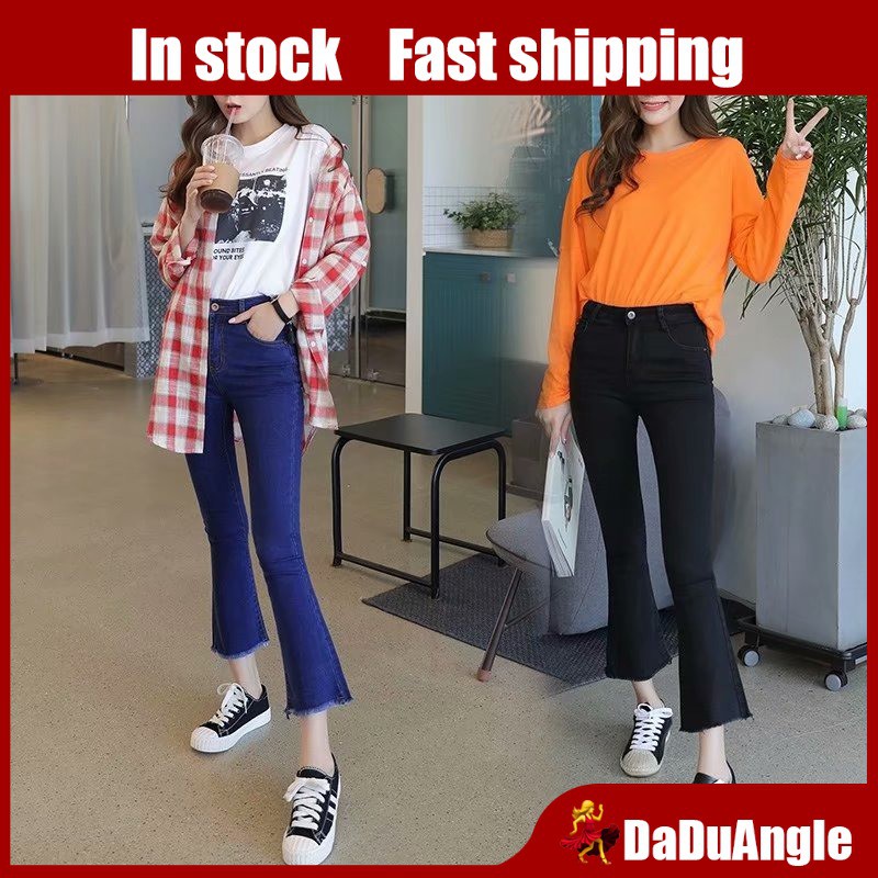 Quần Jeans Nữ Lưng Cao Ống Loe Thời Trang