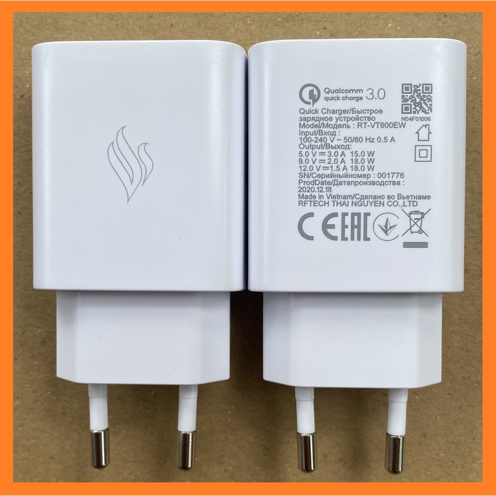 Sạc Nhanh Vsmart Aris, Aris Pro Theo Máy 18W Qualcomm Quick Charge 3.0 Vsmrt Chính Hãng
