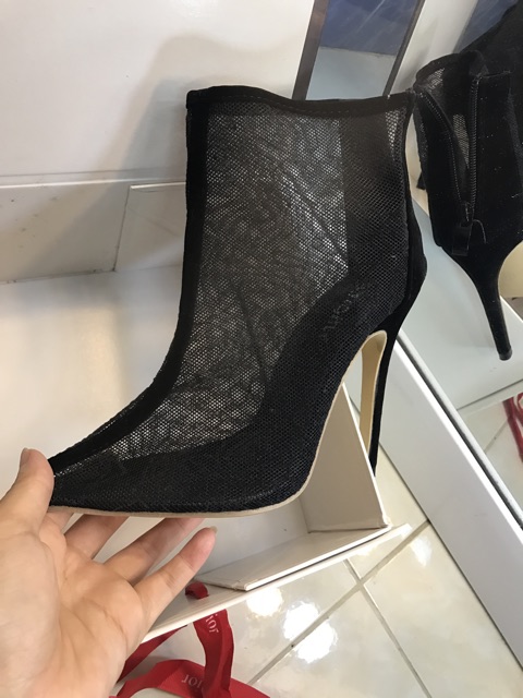 Giày bốt lưới cao cổ gót vuông dễ đi size 36