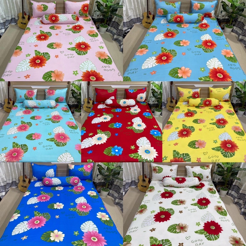 Bộ Drap thun Hàn Quốc 4 món mẫu hoa gồm 7 màu siêu xinh