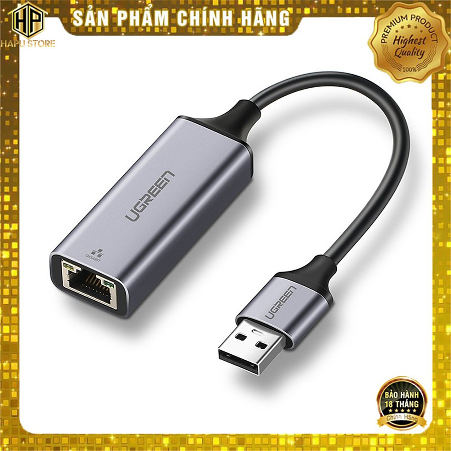 Cáp chuyển USB 3.0 sang Lan RJ45 Ugreen 50922 tốc độ Gigabit chính hãng - HapuStore