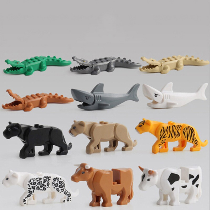 [superhomestore]1Set Crocodile Tiger Cow Animal Buildable Model kids Animal Building Block Toys