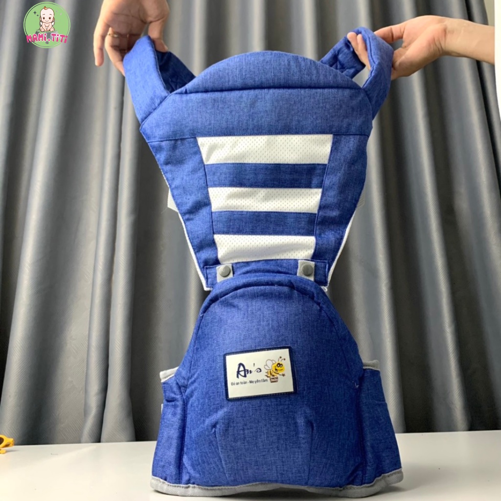 Địu ngồi cho bé Tâm An, Địu cho bé trợ lực vai và lưng, thông hơi thoáng khí