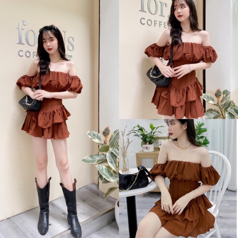 JUM XINH DUMI JUMSUIT thiết kế độc lạ tiểu thư kết hợp tông màu cổ điện sau lưng bo chun co giãn tôn dáng