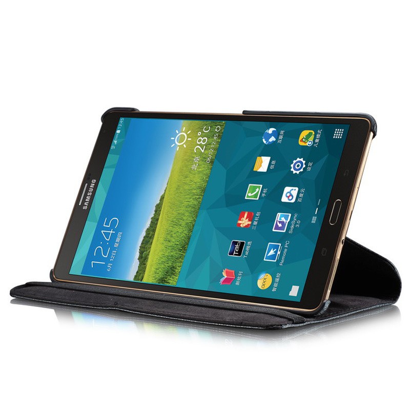 Bao Da Máy Tính Bảng Mặt Kính Cường Lực Xoay Được Cho Samsung Tab S 8.4 Inch SM-T700 / T705C