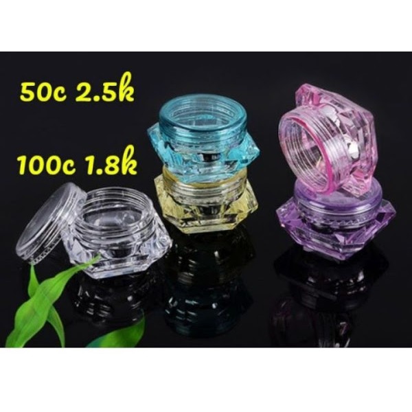 50 Hũ nhựa kim cương 3g và 5g đáy VUÔNG - Hủ pet xịn chiết mỹ phẩm du lịch