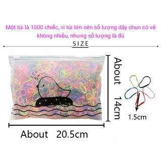 Sét 1000 thun cột tóc cho bé có túi đựng