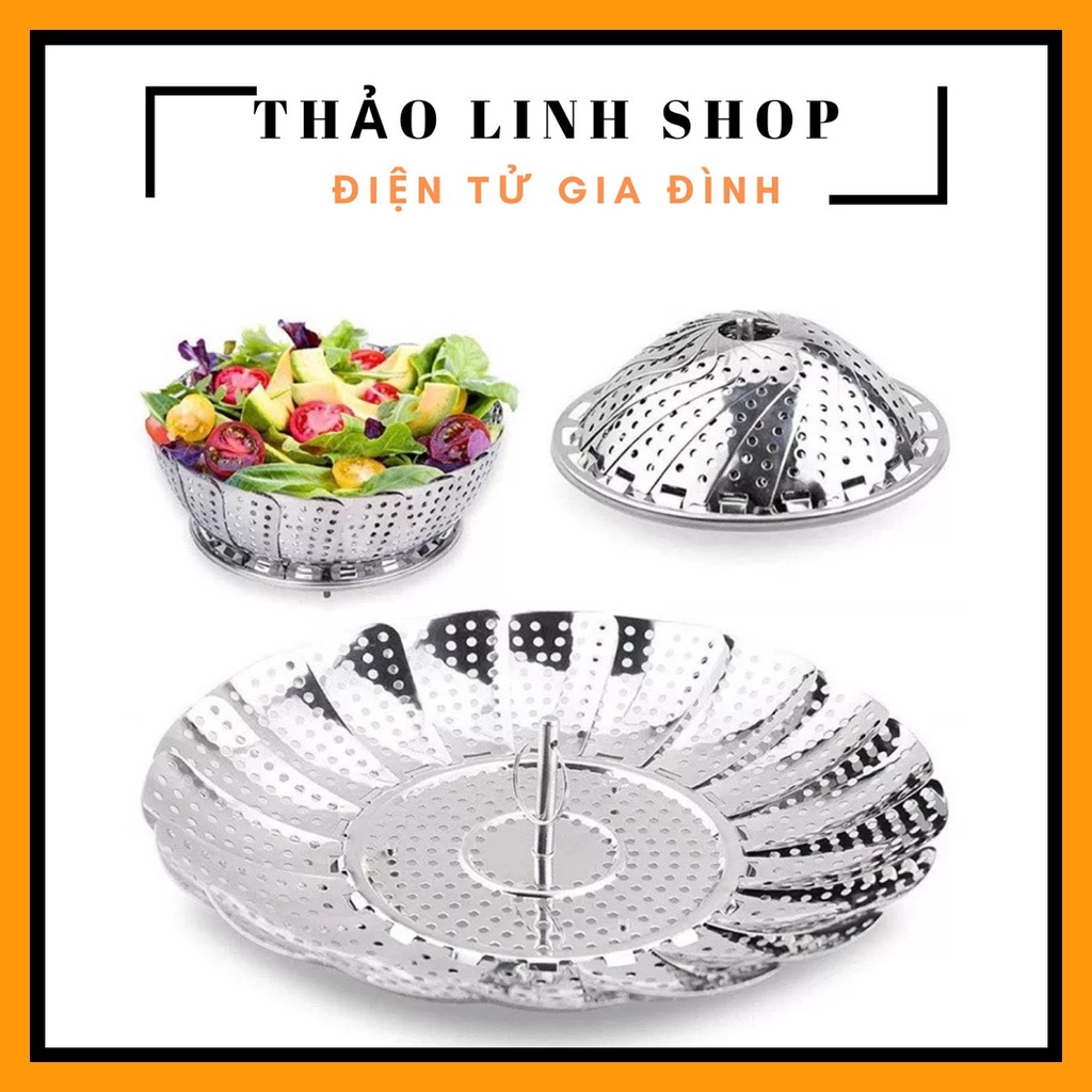 Xửng/vỉ hấp inox đa năng 27cm 3 chân xếp gọn tiện lợi, tiết kiệm không gian bếp