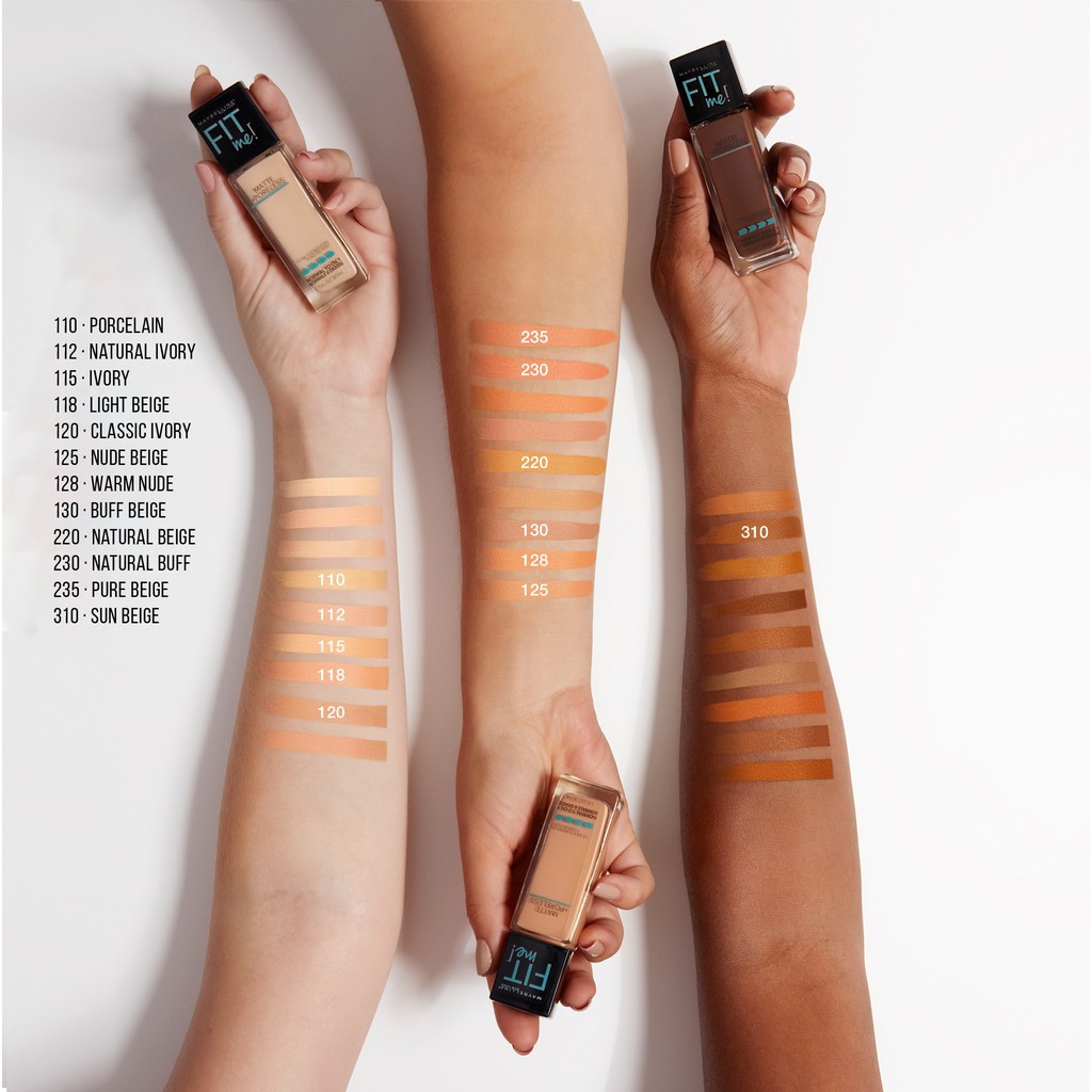 Kem Nền Maybelline New York Fit Me Matte+ Poreless Kiềm Dầu Chống Nắng SPF22 30ml