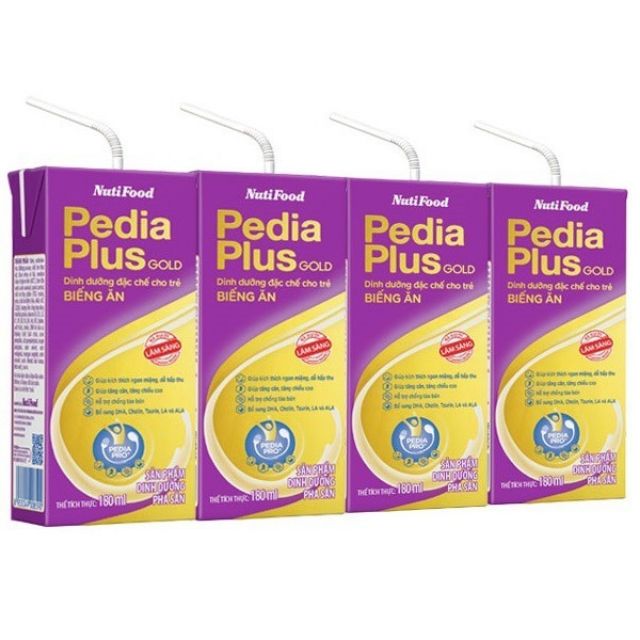 1lốc 4 hộp Sữa Bột Pha Sẵn Pedia Plus Gold 180 ml