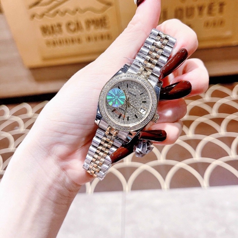 Siêu phẩm đồng hồ thời trang cặp nam nữ rolex full đá cực đẹp LUTOS WATCH