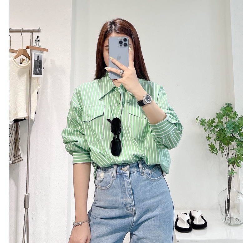 Áo sơ mi nắp túi sọc đứng , The Peace